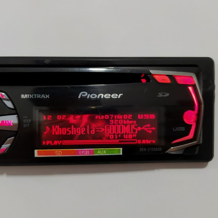 ضبط پایونیر مدل Pioneer DEH-x7550SD شش خروجه مولتی کالر