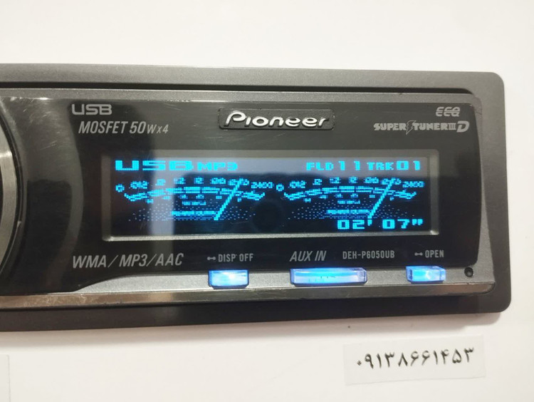 پخش کننده خودرو پایونیر مدل DEH-P6050UB شش خروجه پنل برقی با کارتن و لوازم