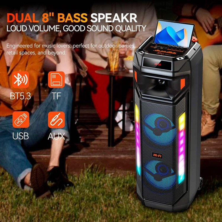 اسپیکر شارژی حرفه ای و قابل حمل بلوتوث دار و میکروفن دارhifi مدل ZQS8271