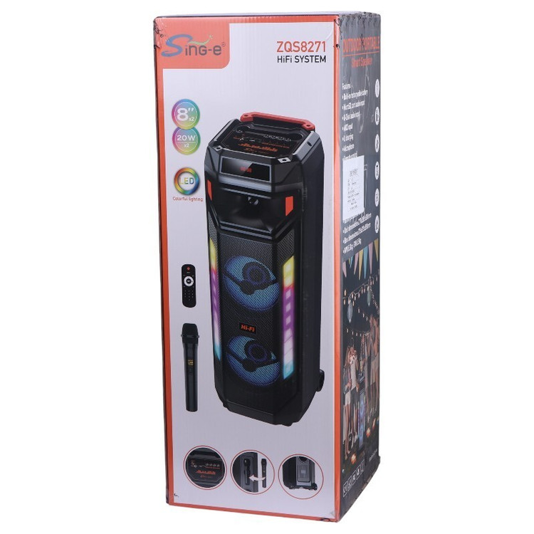 اسپیکر شارژی حرفه ای و قابل حمل بلوتوث دار و میکروفن دارhifi مدل ZQS8271