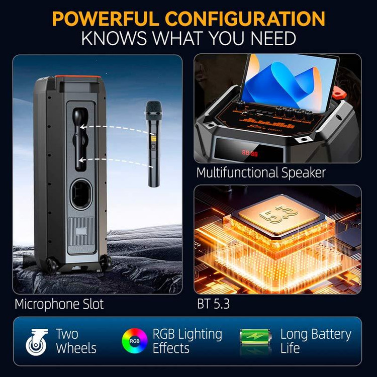اسپیکر شارژی حرفه ای و قابل حمل بلوتوث دار و میکروفن دارhifi مدل ZQS8271